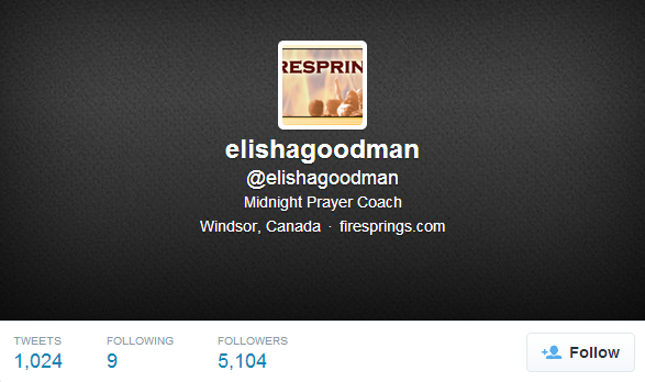 Elisha Goodman's Twitter account